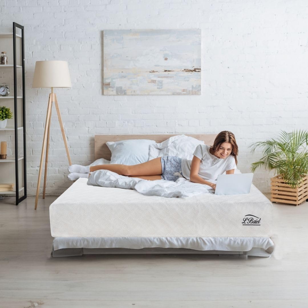 L’Baiet Twin Size Gel Memory Foam Mattress - 8 Inch Medium Firm | Breathable Cooling Technology & Pressure Relief