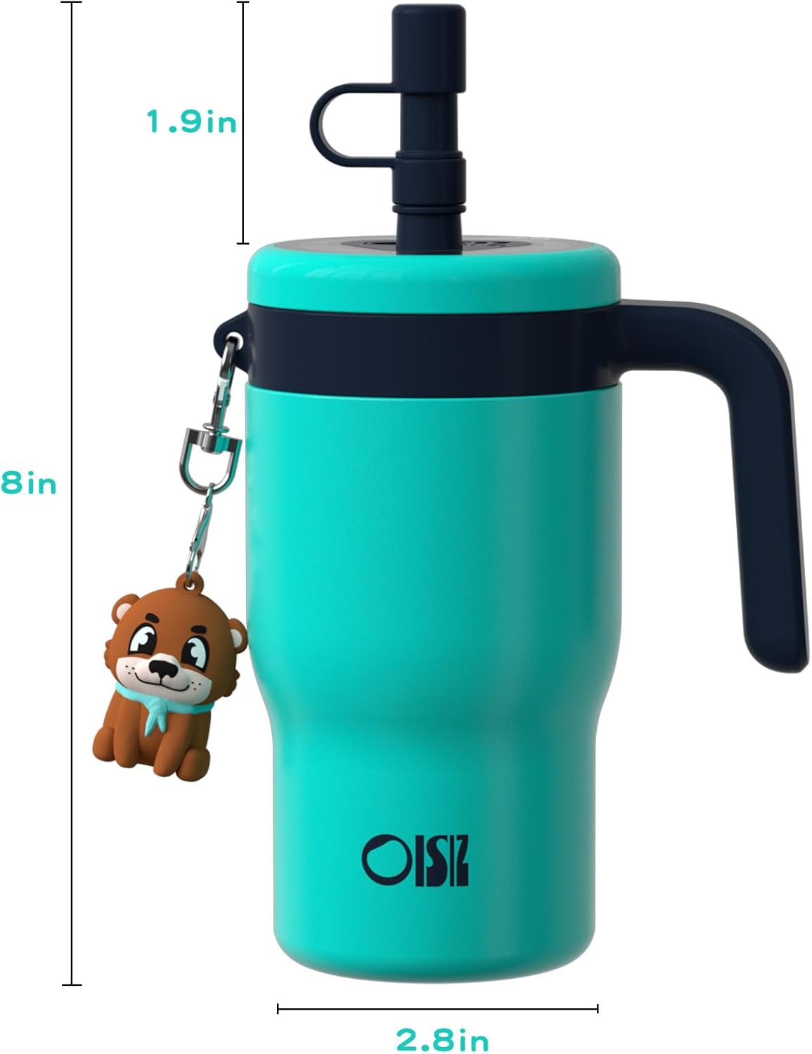 OISIZ 14oz Kids Tumbler - Leakproof Stainless Steel Cup with Straw Lid & Handle | Dark Green