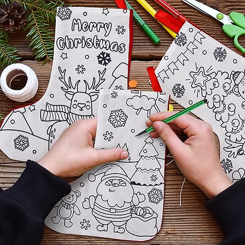 DIY Christmas Stocking Craft Kit with Santa Claus Design - 24 Pieces