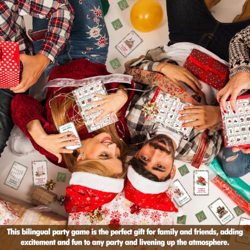 Christmas Loteria Game - Bilingual Spanish/English Holiday Bingo Cards, Christmas-green
