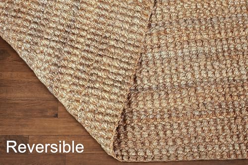 Natural Handspun Jute Area Rug 3x5 ft - Reversible Farmhouse Decor
