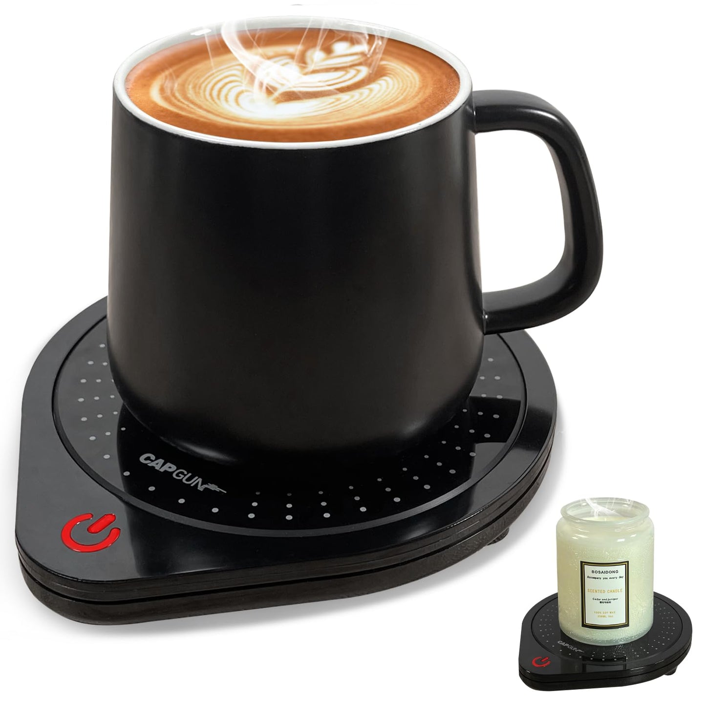 25W Electric Candle Warmer for Coffee Mugs, 75℃ Heating & Auto Shut-Off, Spill-Proof Desk Warmer for Beverages (Black)