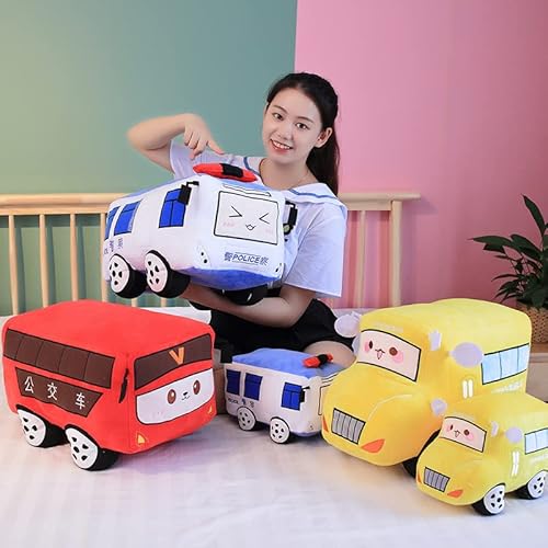 Car Plush Toy Soft Stuffed Car Plush Pillow Toy CuteTractor Cartoon Throw Pillow Plushie Gifts for Kids Birthday Christmas Party (School Bus)