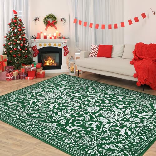 Kids Christmas Rug 5x7 Washable Non-Slip Floor Mat for Bedroom & Playroom