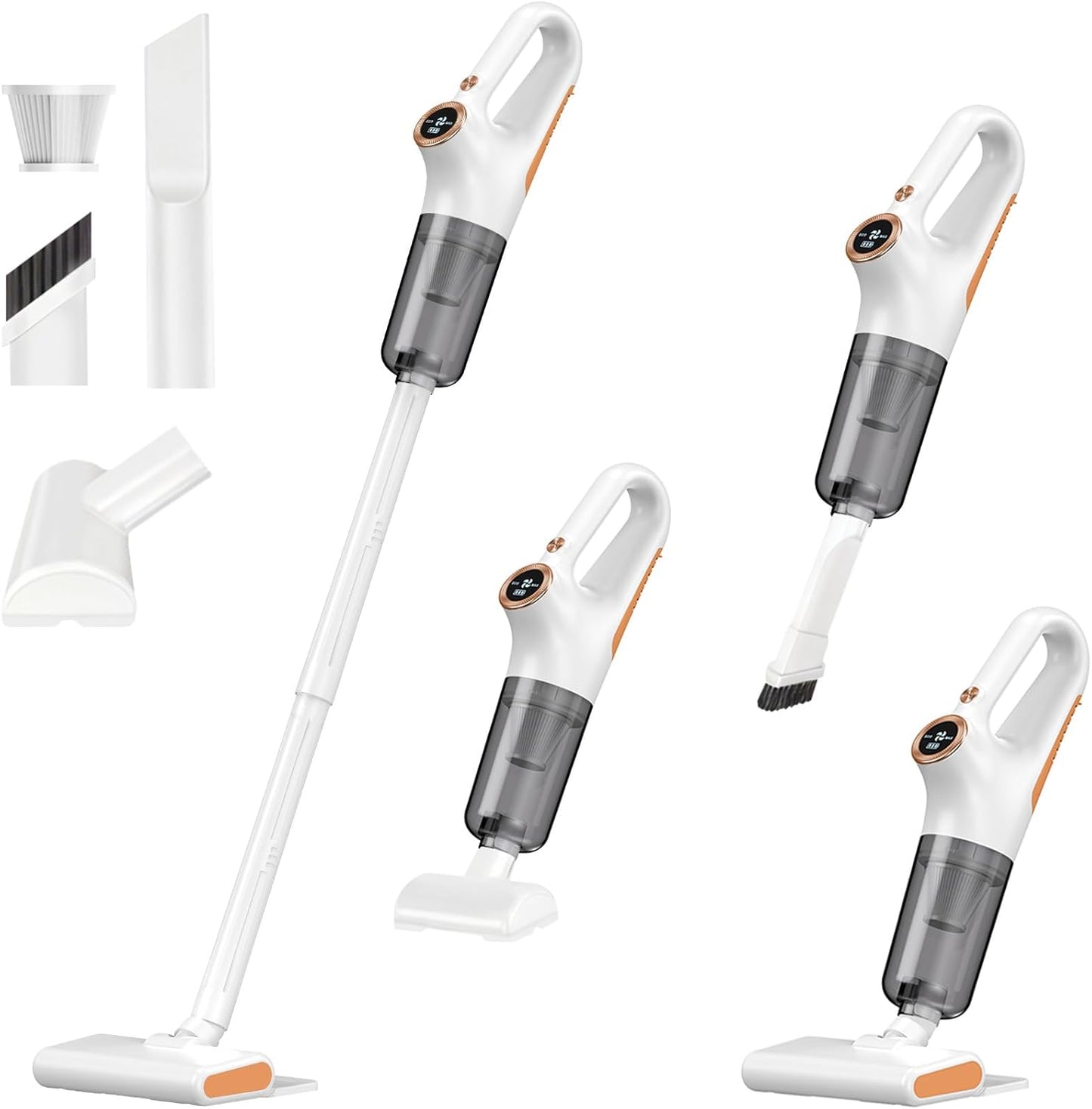 Skiennix Cordless Vacuum Cleaner - Powerful Suction & LED Display | Portable Wireless for Hardwood & Carpet, White