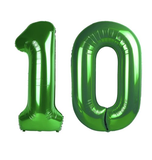 Green Number 10 Balloon 40 inch, 10 Number Balloons, 10th Green Birthday Decorations, 10 Year Old Girls Boys Party Supplies, St. Patrick's Day Games Theme Birthday Decorations