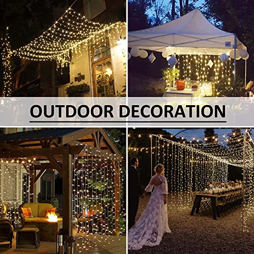 Solhice Warm White LED Curtain Lights 50ft x 10ft Outdoor Indoor Wedding Decor