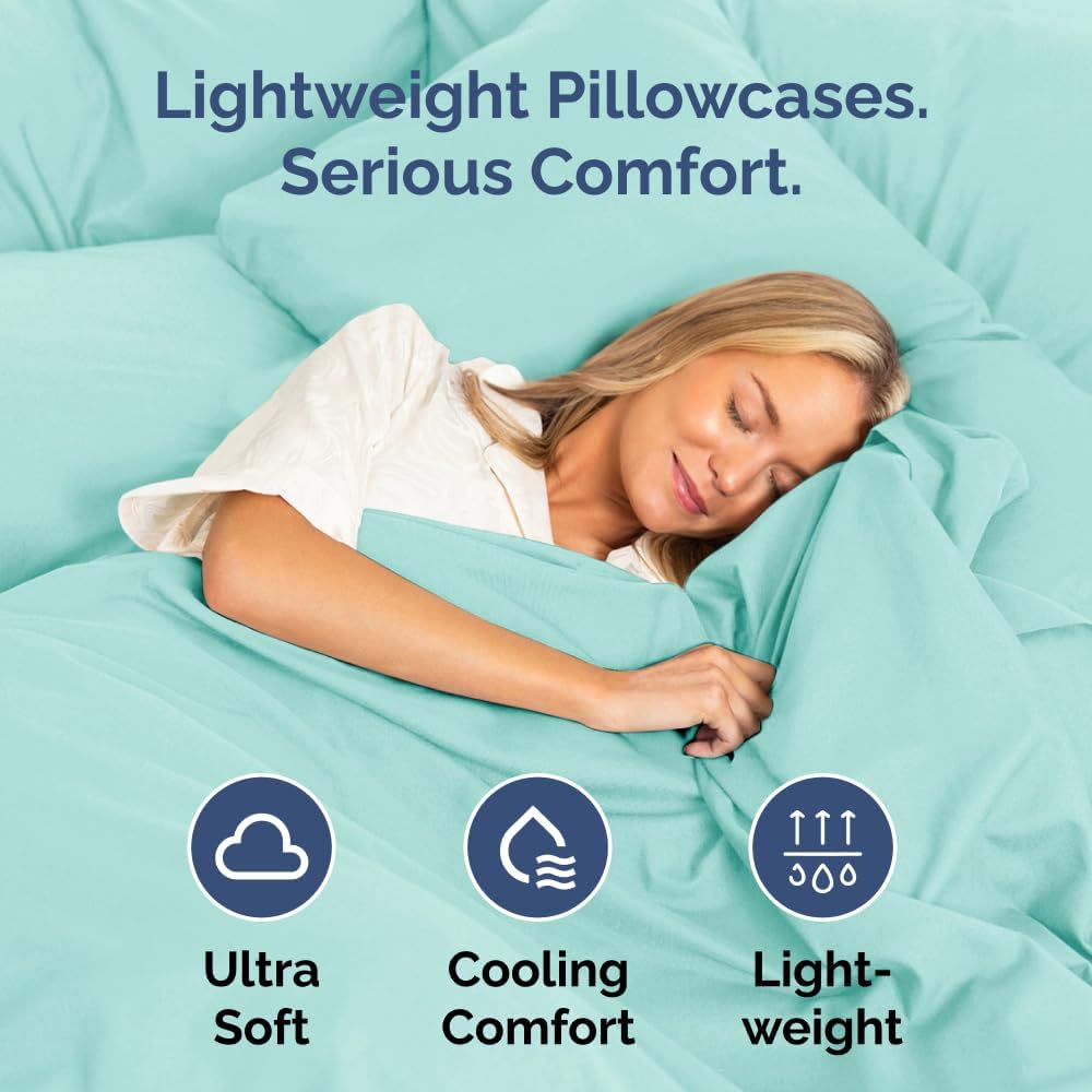 King Standard Pillow Cases - Soft Hotel Quality Covers for Comfy Bedding | Set of 4 - Spa Blue