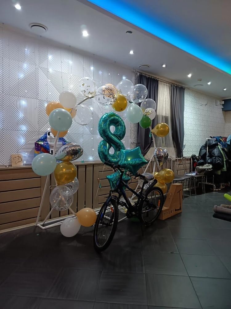 Teal Blue 2 Balloon, Number Balloons 40 Inch, 2nd Balloon Number Birthday Decorations, Second Two Birthday Party Supplies, Number 2 Balloon