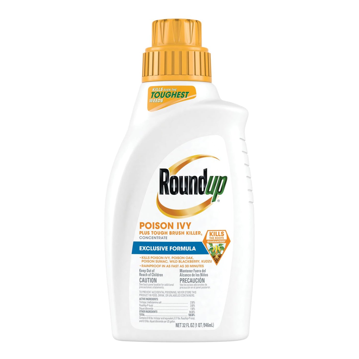 Roundup Poison Ivy Plus Tough Brush Killer - Fast-Acting Concentrate, 32 fl. oz. for Quick Results