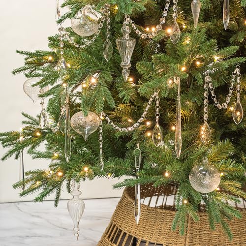 KI Store Clear Sugared Glass Christmas Tree Ornaments Set of 8 Balls