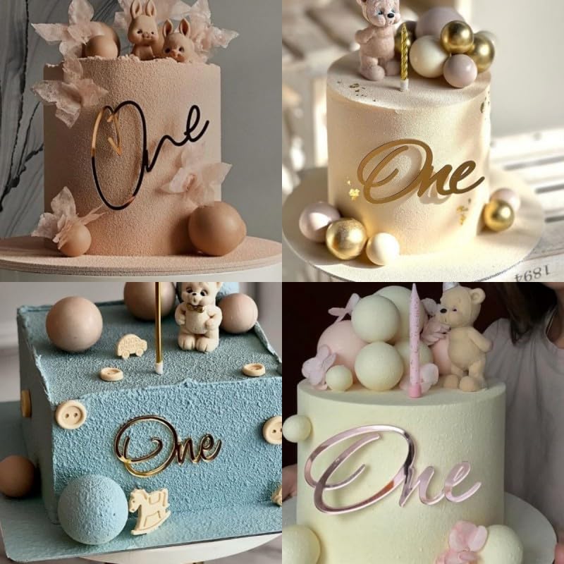 Skiennix Acrylic Mirror Cake Topper - Elegant Gold & Silver Design for Baptism, Birthday, Wedding Celebrations