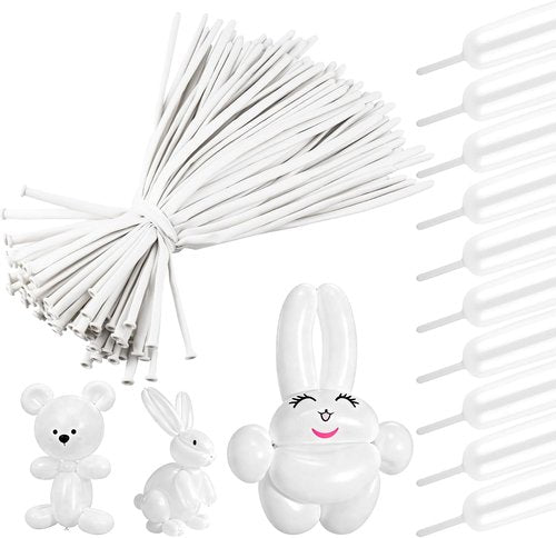 260 Premium White Long Skinny Latex Balloons by [Brand Name] - Perfect for Twisting, Weddings & Birthdays
