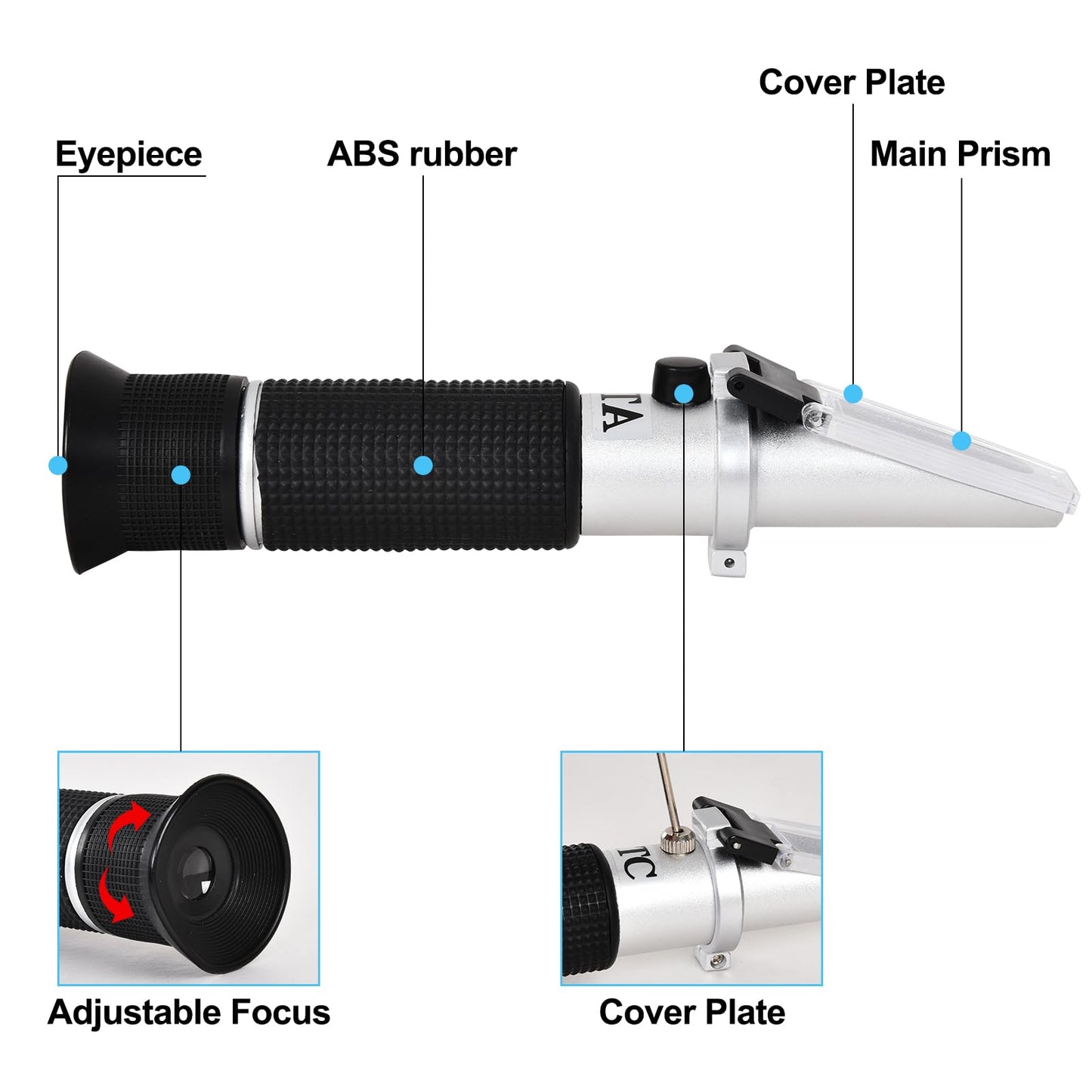 Portable Brix Refractometer with ATC, Accurate Dual Scale Brix Meter Specific Gravity SG Wort 1.000-1.130 & Brix 0-32%, High Precision Sugar Level Tester in Wine Making, Beer Brewing, Home Brew Kit