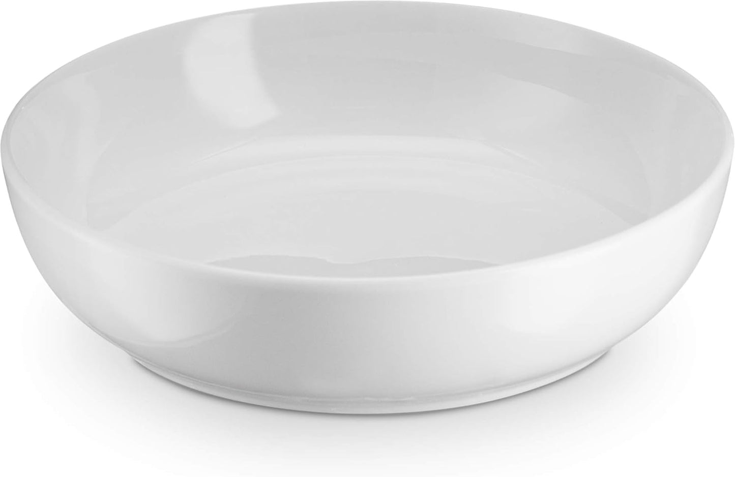 KooK Ceramic Pasta Bowls - Large Capacity Serving Bowls | Microwave & Dishwasher Safe, Set of 4 (White)