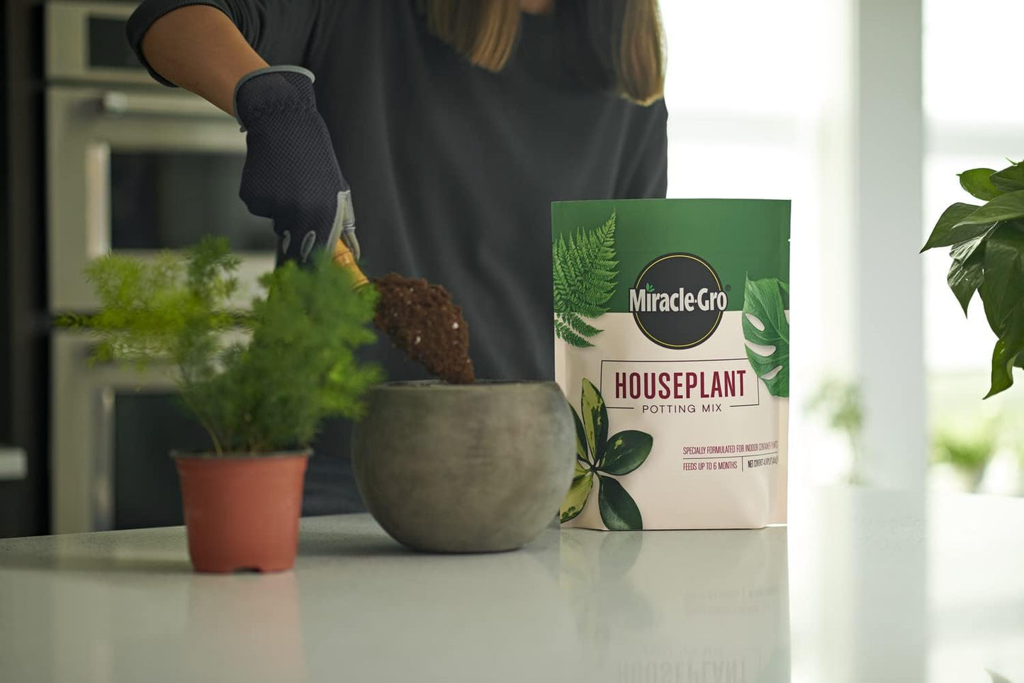 Miracle-Gro Houseplant Potting Mix - Fertilized Soil, Gnats Resistant - 4 Qt. (2-Pack)