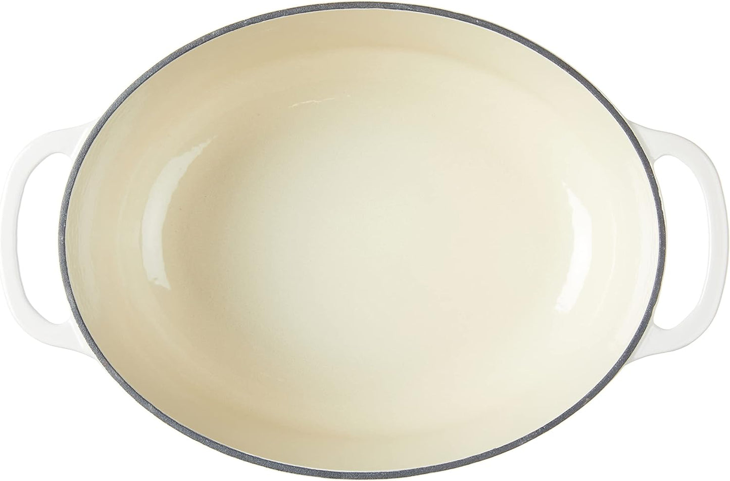 Lodge Enameled Cast Iron Oval Dutch Oven - 7 Quart with Lid & Dual Handles - Oven Safe to 500°F - Oyster White