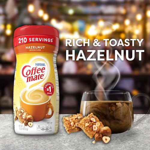 Coffee-Mate Hazelnut Powdered Coffee Creamer - Rich Flavor, 15-Ounce Pack of 6