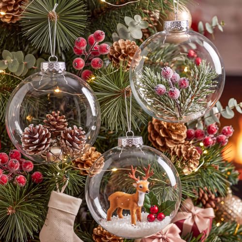 Wettarn 25 Pcs 6-inch Clear Plastic Ornament Discs with Silver Rope for DIY Christmas & Holiday Decor
