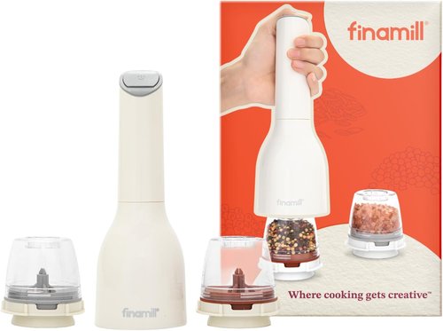 FinaMill Classic Battery Spice Mill - Battery Operated Salt & Pepper Grinder Set with LED Light & Adjustable Coarseness