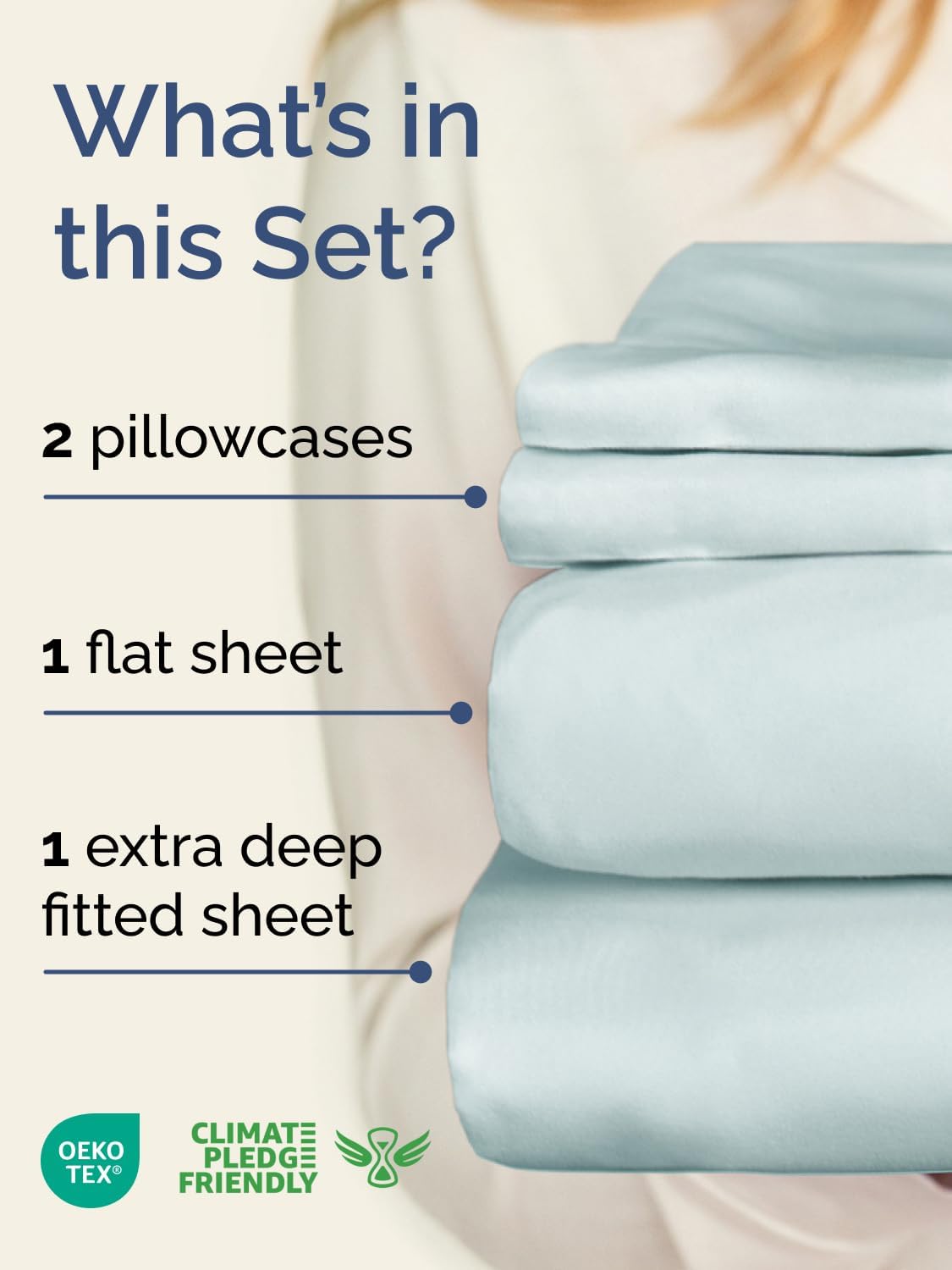 Skiennix Extra Deep Twin Sheet Set - 4 Piece Breathable Cooling Bedding - Soft Wrinkle-Free Ice Blue