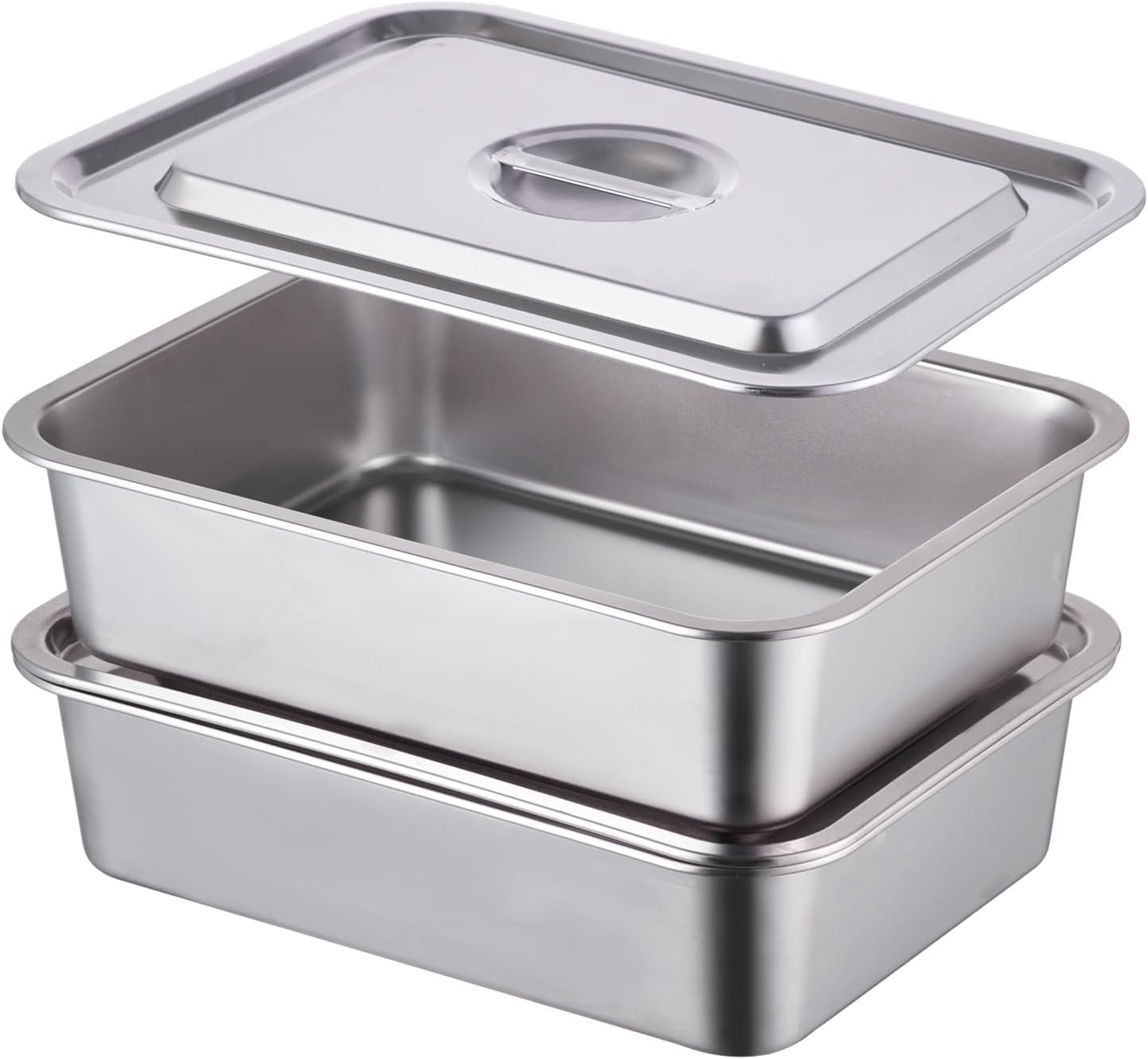 Skiennix 4-Piece Extra Deep Lasagna Baking Pan Set - 11x14 Inch Nonstick Stainless Steel with Lids