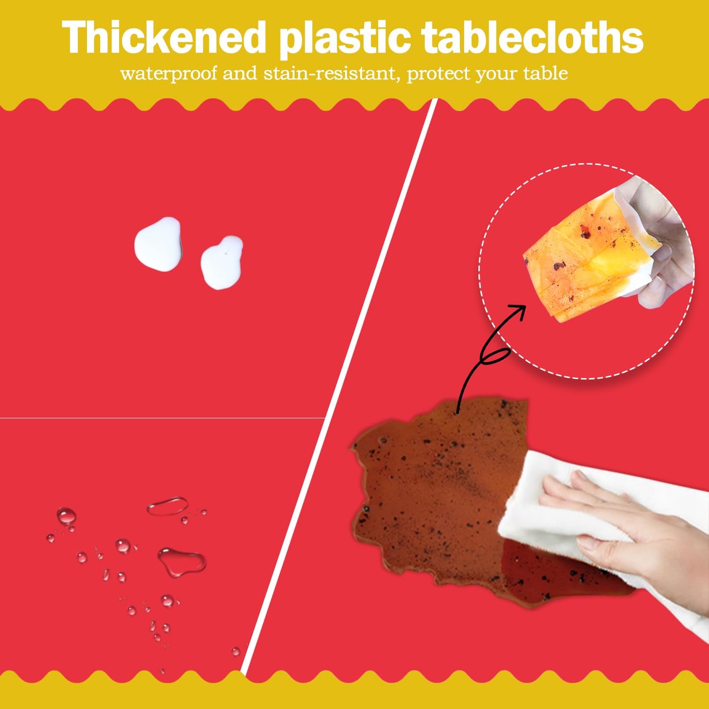 tujol Red 6 Pack Plastic Table Cloth 54" x 108", Disposable Tablecloths Rectangle Table Cover, Plastic Tablecloths for Parties