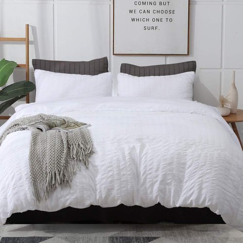 AveLom King Duvet Cover Set - Ultra Soft Seersucker Textured Microfiber | 3 Pieces with Zipper Closure (104 x 90 inches)