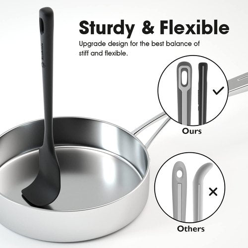 ChefAide Silicone Spatula Set - 4 Pieces, Ergonomic Grip, Heat Resistant Up to 600°F for Nonstick Cookware