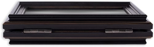 Cottage Garden Double Tabletop Photo Frame - Black Woodgrain Design Holds Two 5x7 Photos