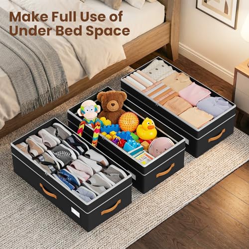 Budding Joy Black 80L 2 Pack Adjustable Under Bed Storage with Wheels