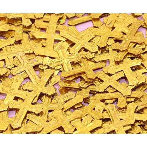 ONLYKXY 520Pcs Cross Table Confetti Decor Glitter Confetti Table Confetti Cross Decoration for Birthday Wedding Foil Theme Thanks Giving Party Valentine's Day Scatter Bless Confetti(Golden£©