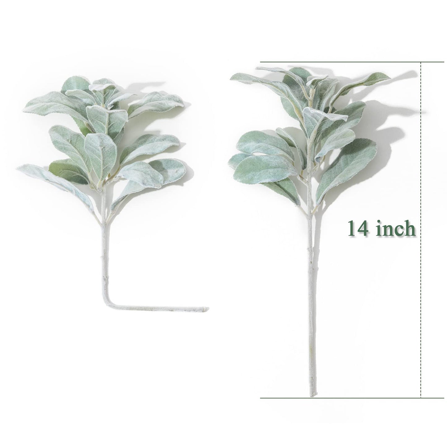 SHACOS Artificial Flocked Lambs Ear Stem 12 Pieces Lamb's Ear Branch Foliage Pick Greenery Leaf Flower Spray for Home Wedding DIY Floral Arrangement