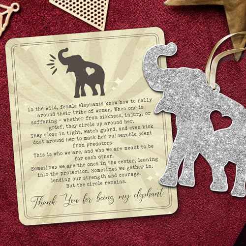 Pawzity Thank You Gifts for Women, Sister, Best Friends - Elephant Ornaments - Elephant Gifts for Women - Sisterhood, Friendship Ornament - Friends Gift for Christmas - Acrylic Ornament & Card