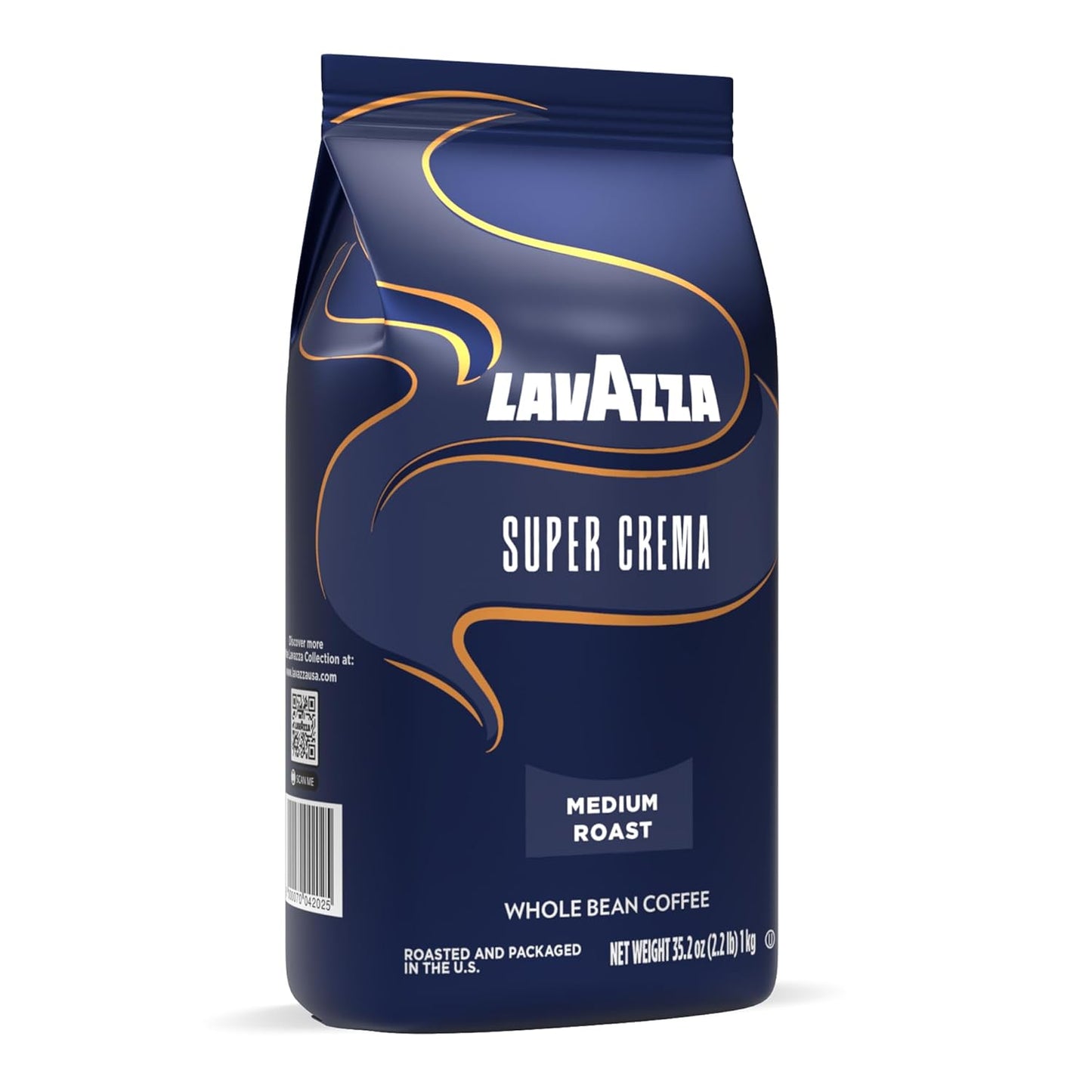 Lavazza Super Crema Whole Bean Coffee - Medium Espresso Roast, Arabica & Robusta Blend, 2.2 lb Bag
