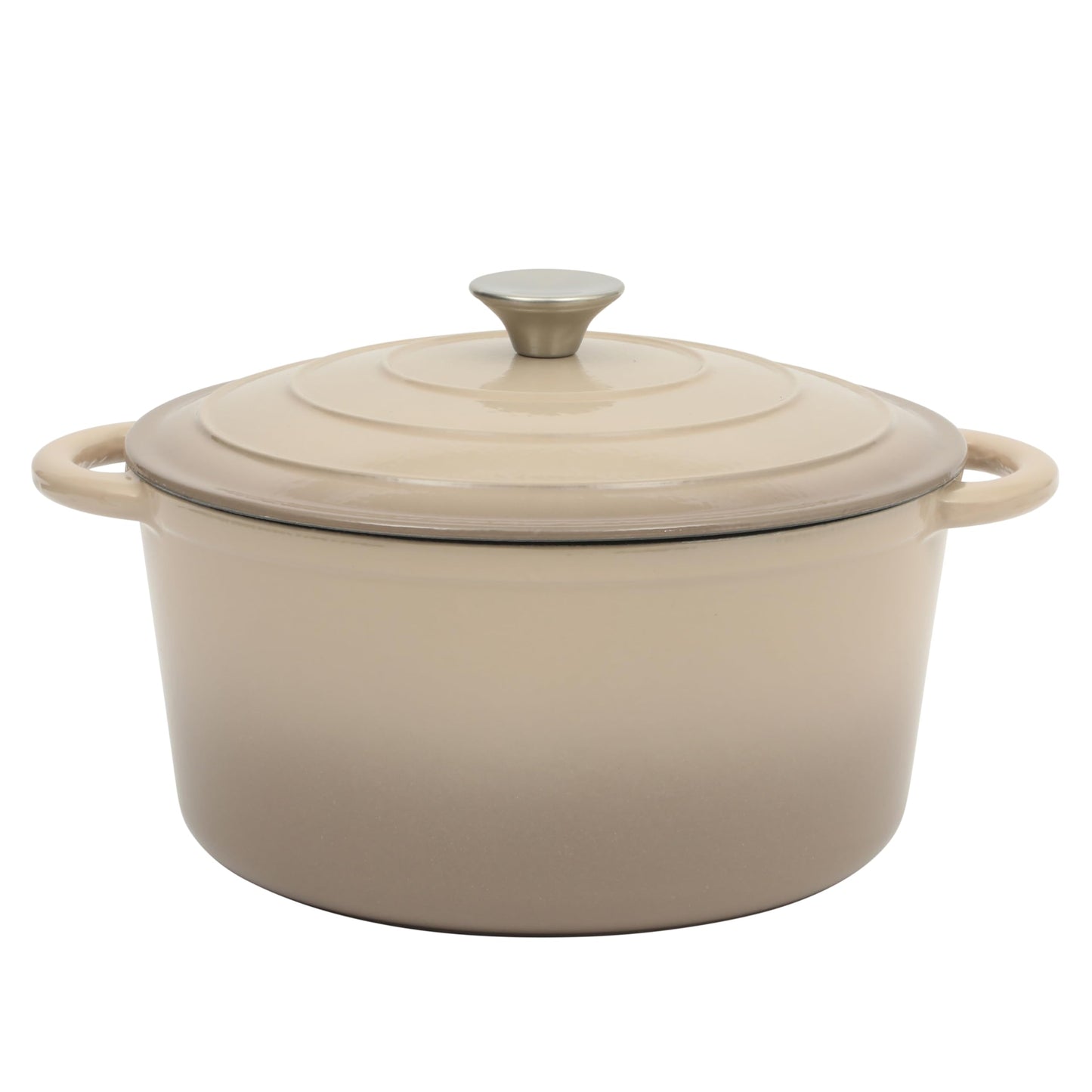 Gibson Home Addlestone 7 Qt Enameled Cast Iron Dutch Oven Pot with Lid – Round, Oven Safe to 500°F, Ideal for Bread Baking & Stews - Gradient Taupe