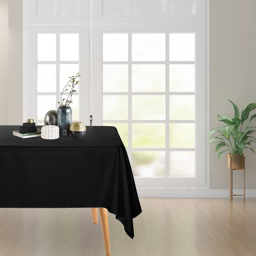 Ascoza 2pack 70x70 Inch Black Square in Polyester Fabric Tablecloth for Wedding,Banquet,Restaurant and Parties