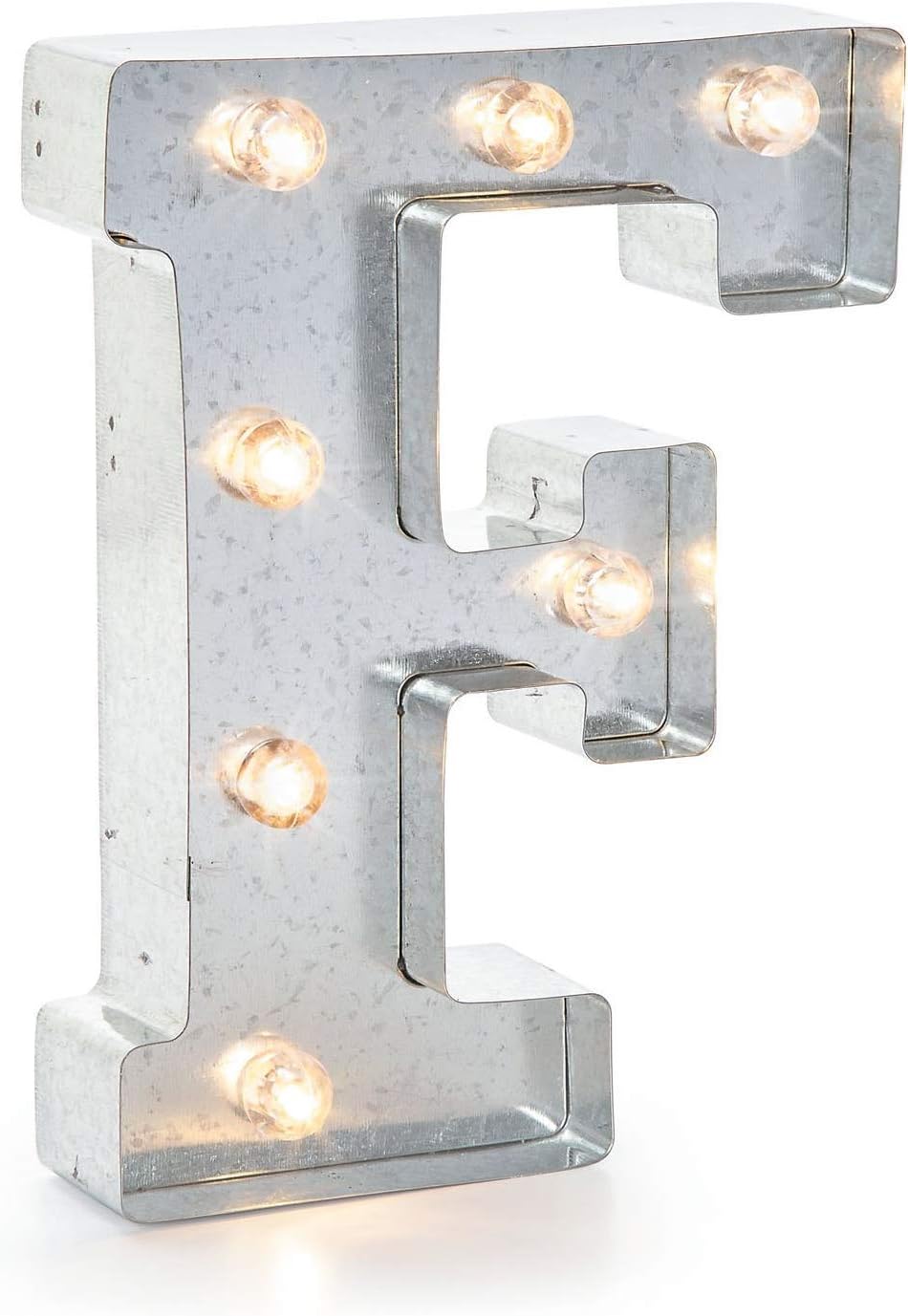Silver Metal Marquee Letter J - 9.87” Tall Galvanized Decor for Events & Home