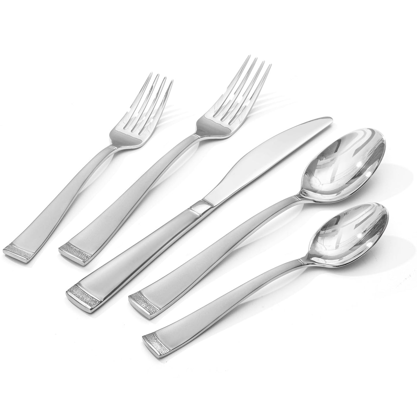 KINGSTONE Silverware Set, 20-Piece Flatware Set for 4, 18/10 Stainless Steel Cutlery Set with Bead Edge, Utensil for Kitchen, Home, Party, Wedding, Matte Silver, Dishwasher Safe, Featured Gifts