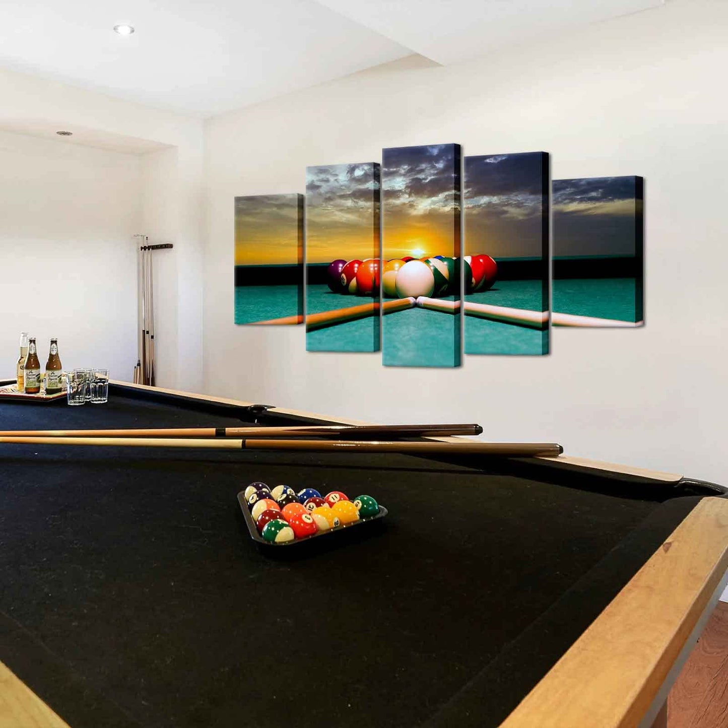 iLOOKLiKE Game Canvas Wall Art Pool Table Room Decor Billiard Balls Pictures Wall Decor Leisure Sport Painting Prints for Modern Game Room Club Bar Decoration12x20inchx2+12x28inchx2+12x32inchx1