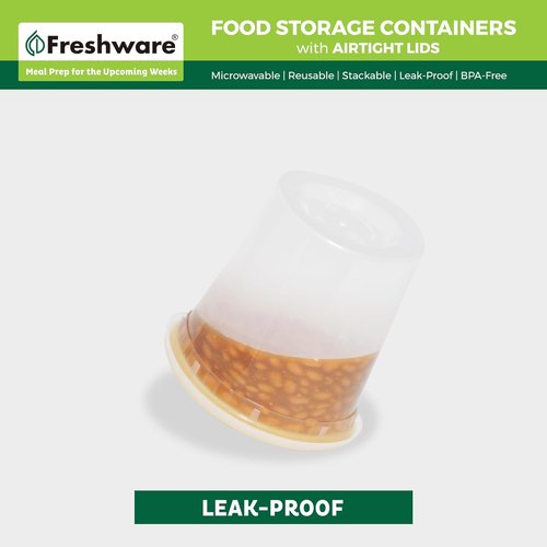 Freshware Food Storage Containers - 24 Oz BPA-Free Plastic Deli Containers | Leakproof & Stackable, 48 Count
