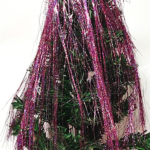 YOOGCORETT 2000 Strand Pink Iridescent Icicles Tinsel 18" Christmas Tree Decor (4# Pink Iridescent)
