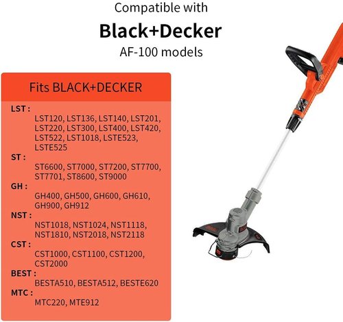 Black and Decker String Trimmer Line - AF-100, 6 Spools, 1 Cap & 1 Spring for Efficient Edging
