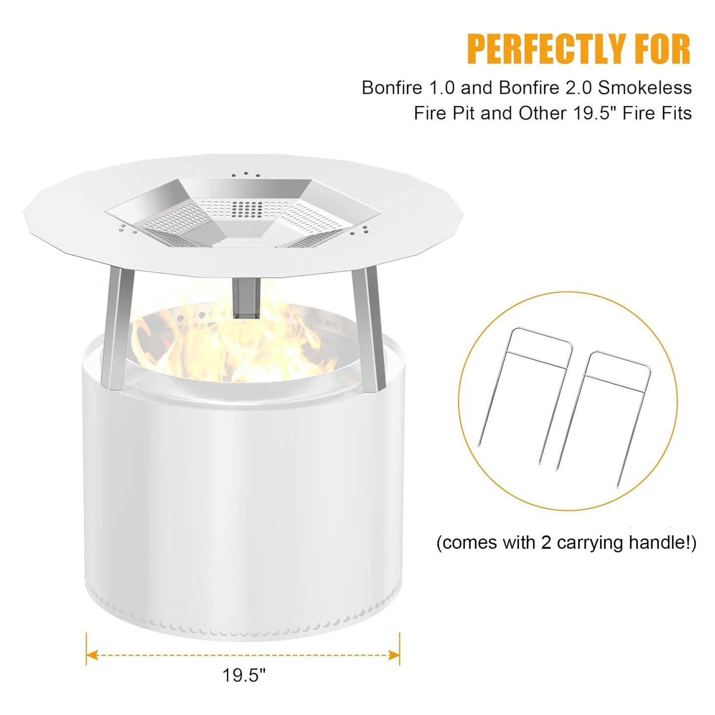 BBQ-PLUS One-Piece Heat Deflector Replacement for Solo Stove Ranger 15" Fire Pit, Stainless Steel Heat Diffuser Accessories with 3 Support Leg for Most 15 inches Outdoor/Indoor Backyard Fire Pit