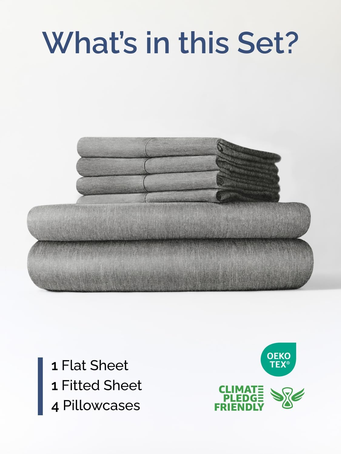 Skiennix Extra Deep Cal King Sheet Set | 6-Piece Breathable Cooling Bedding - Soft, Wrinkle-Free Heathered Grey