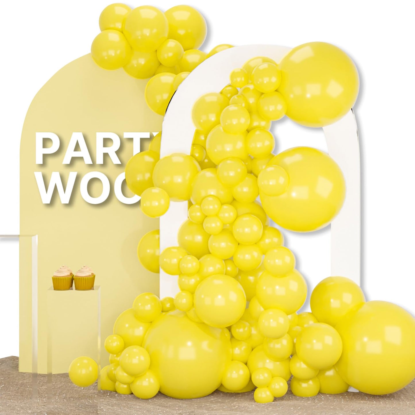 PartyWoo Yellow Balloons 155pcs Different Sizes of 18 12 10 5 Inch Matte Yellow Latex Balloon Arch Kit Garland for Easter Bee Baby Shower Sunflower Birthday Graduation Party Decorations Yellow-Y55
