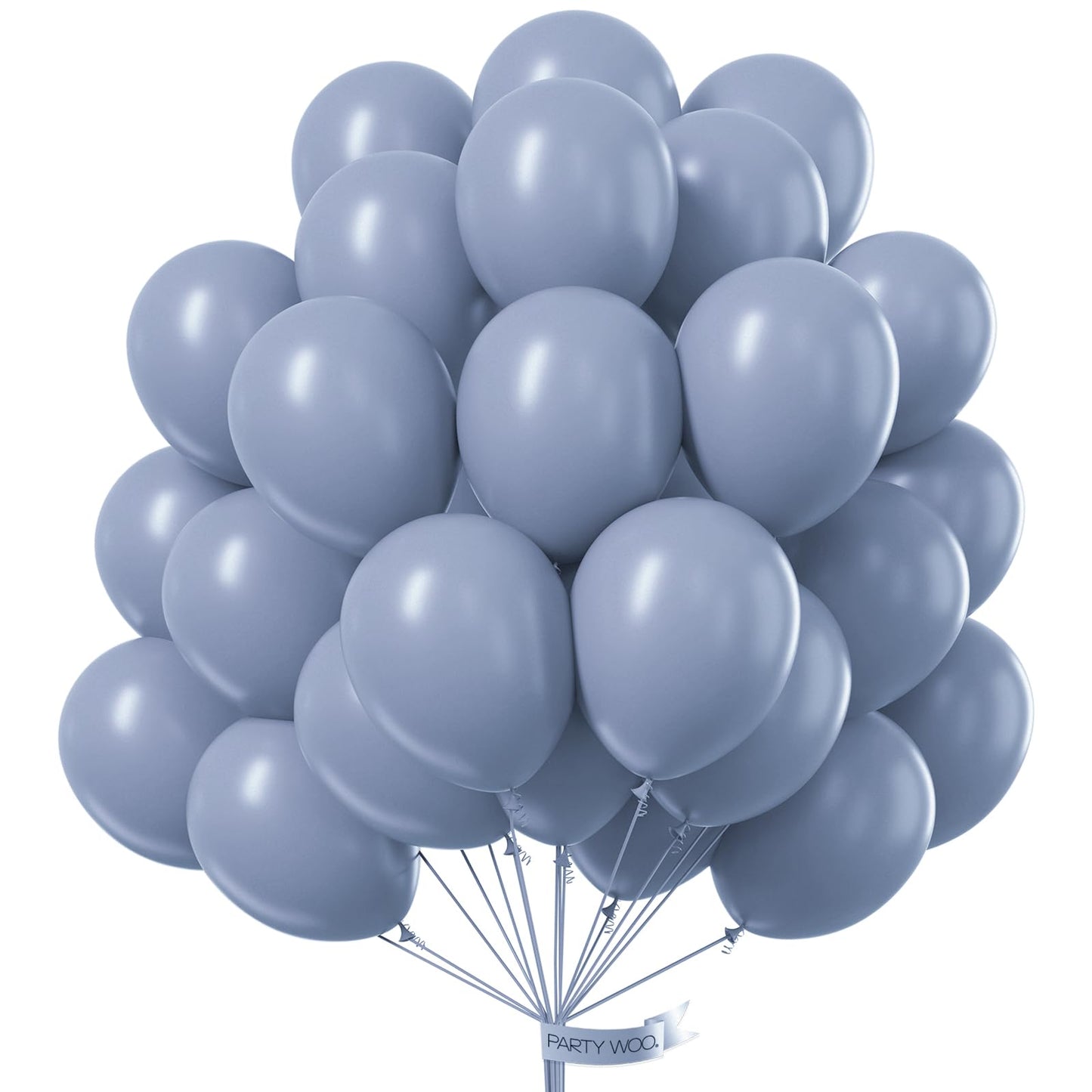 PartyWoo Dusty Blue Balloons 50pcs 12 Inch Boho Dusty Purple Muted Lavender Latex Helium Balloons for Boy Baby Shower Anniversary Bachelorette Graduation Engagement Birthday Party Decorations Blue-F16