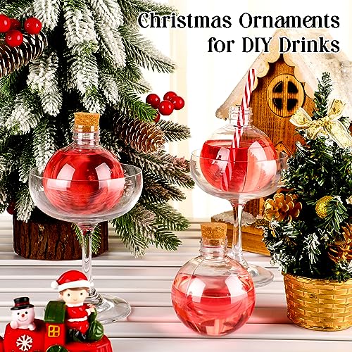 Plastic Potion Bottles with Cork - 30 Pcs 6 Oz Ball Shape DIY Craft Decor - Wood/Cork Variation