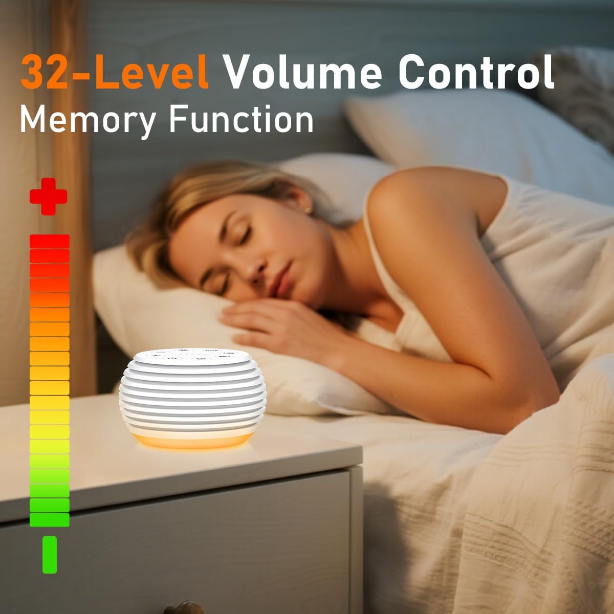 SleeZOO Portable Sound Machine - 30 Soothing Sounds, 32 Volume Levels, Rechargeable | Ideal for Sleep & Travel
