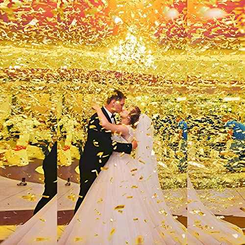 Sumind 200 Grams Gold Silver Large Metallic Confetti Rose Glitter Throwable Table Scatter Foil Confetti for Christmas Birthday Party Baby Shower Graduation Wedding Celebrations(Gold)